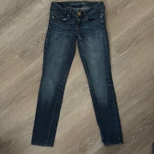 American Eagle Outfitters Women's Dark Wash Skinny Jeans - Dark Blue